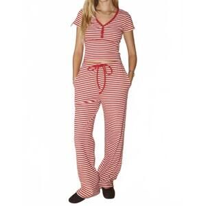 NEW BAILEY ROSE striped french terry lounge pants in merlot